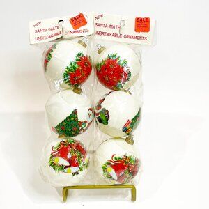 Vintage Santa-Mate Unbreakable Christmas Ornaments New, Old-Stock Japan
